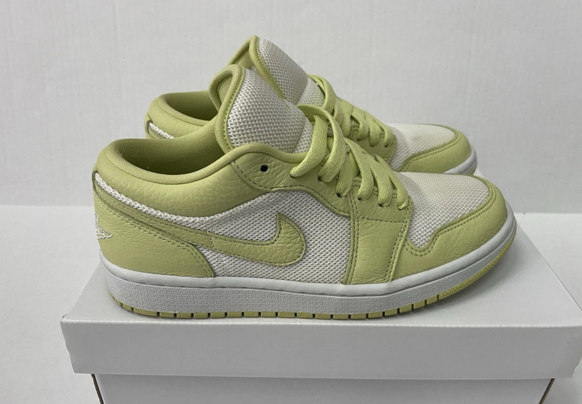 Nike Air Jordan 1 Low SE Shoes 8 Light Green and White Leather and Mesh