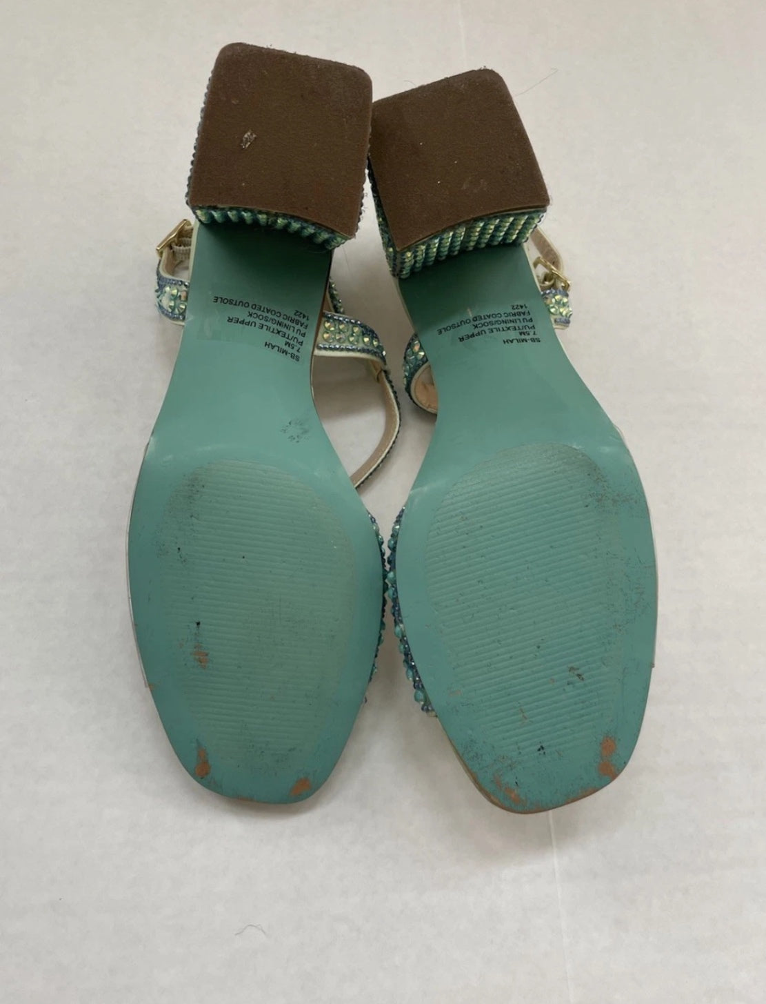 Betsey Johnson Shoes 7.5 Light blue/green Satin with rhinestone embellishments and synthetic sole