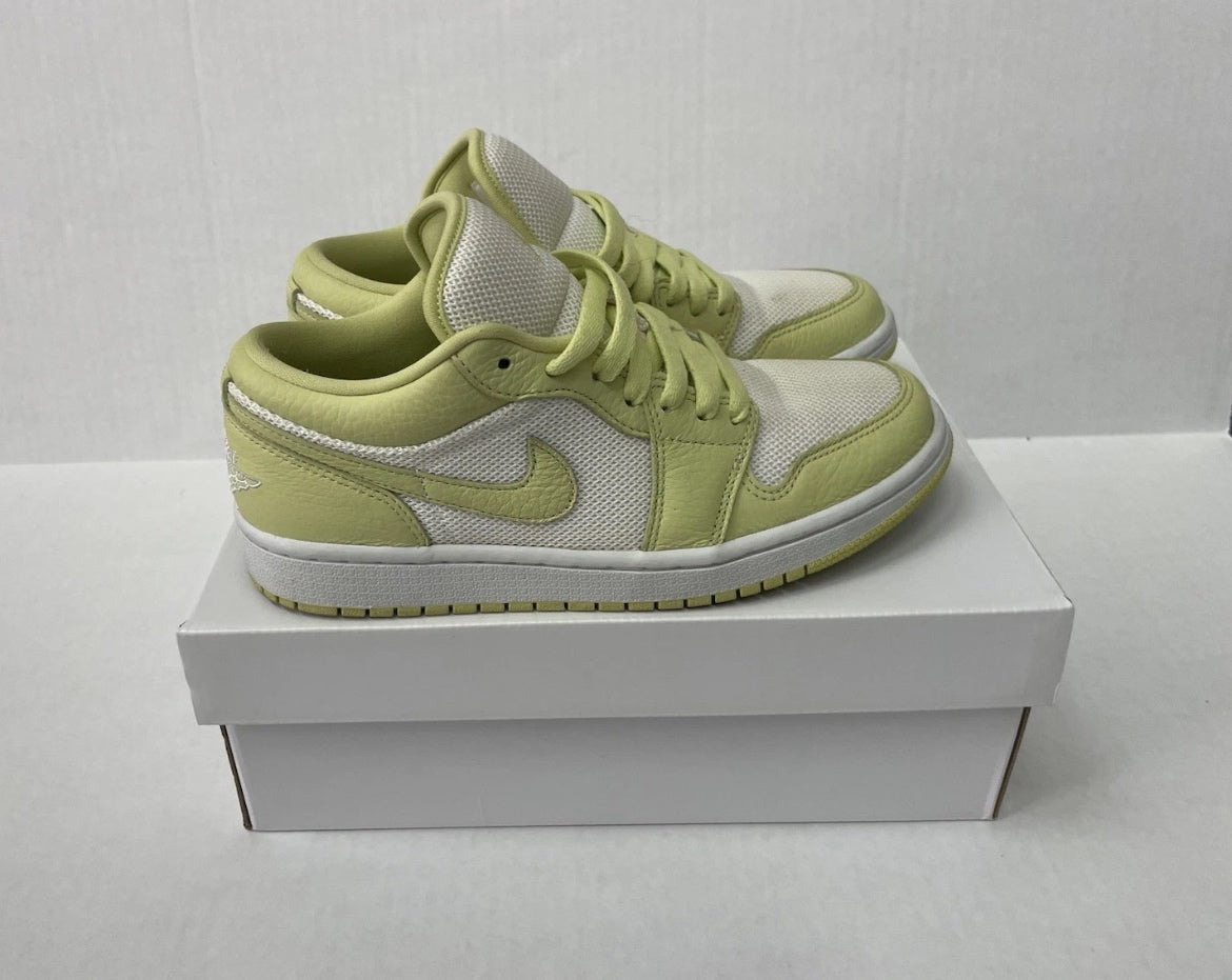 Nike Air Jordan 1 Low SE Shoes 8 Light Green and White Leather and Mesh