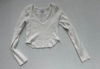 LA HEARTS Tops Extra Extra Small Cream/Off-white Polyester, Viscose, Cotton blend (knit fabric)