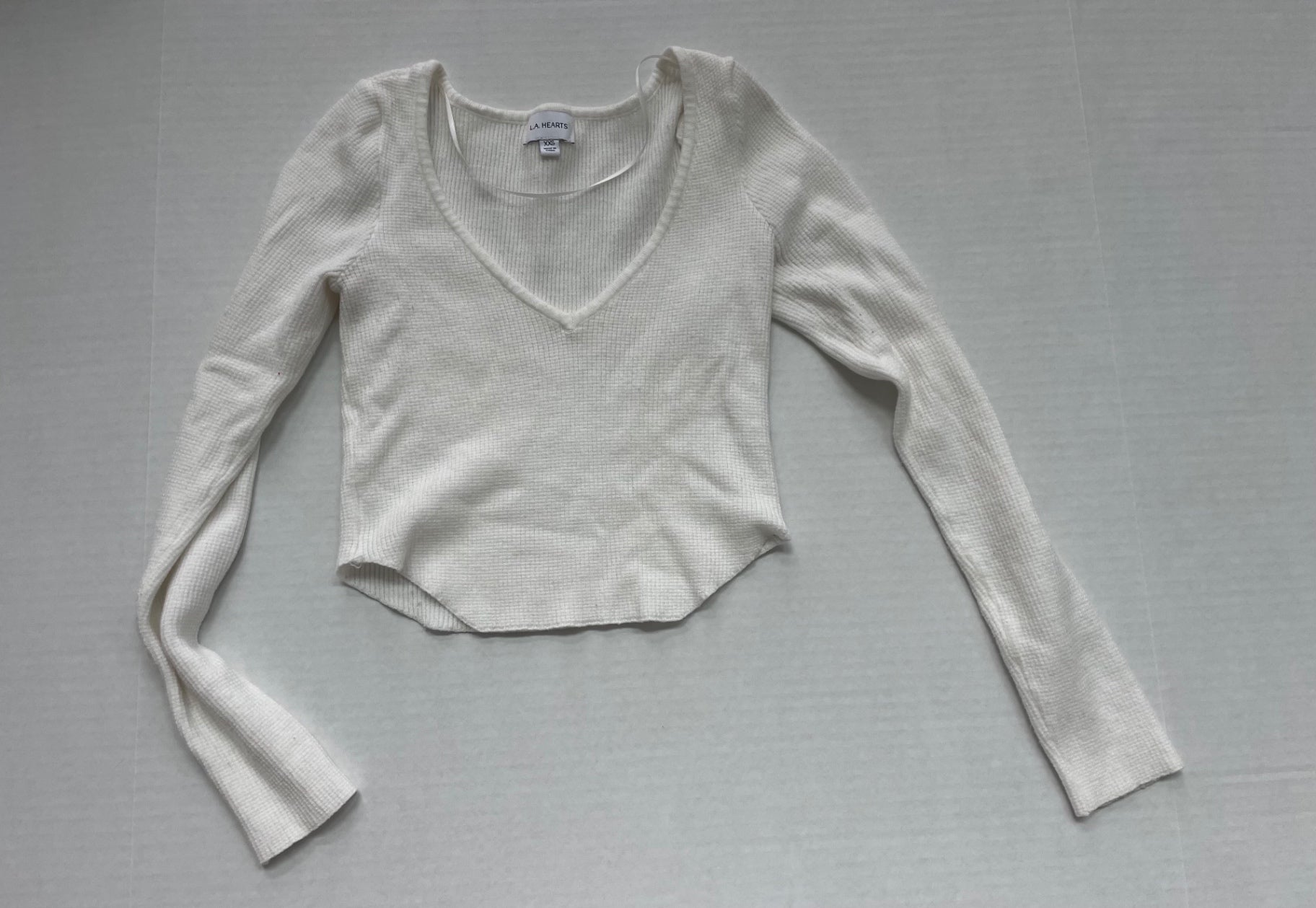 LA HEARTS Tops Extra Extra Small Cream/Off-white Polyester, Viscose, Cotton blend (knit fabric)