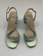 Betsey Johnson Shoes 7.5 Light blue/green Satin with rhinestone embellishments and synthetic sole