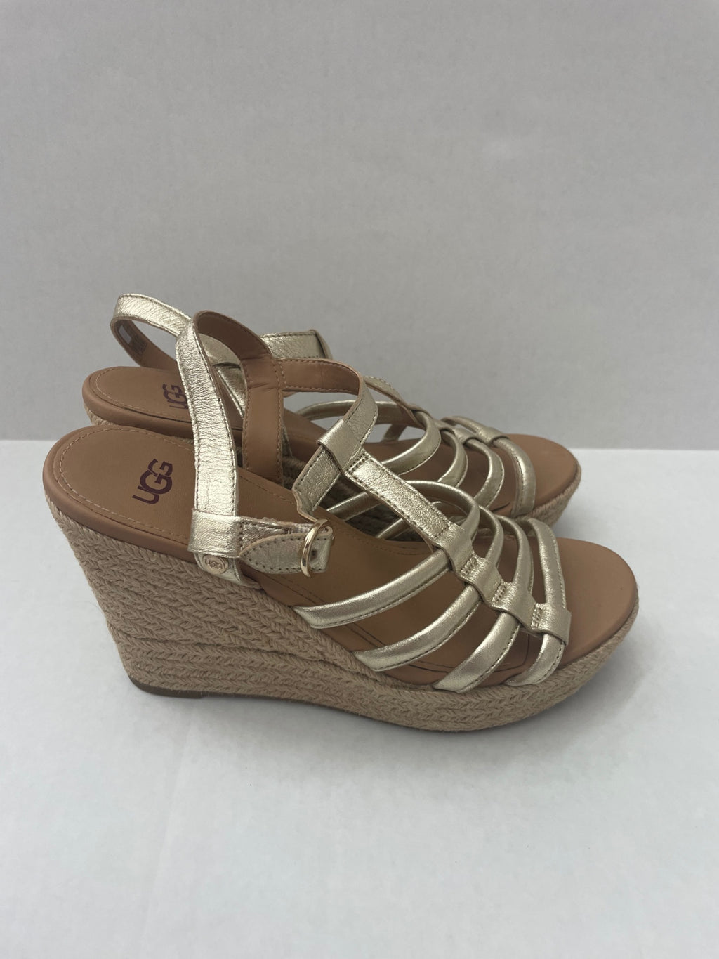UGG Shoes 6.5 Gold Synthetic leather and woven jute espadrille sole