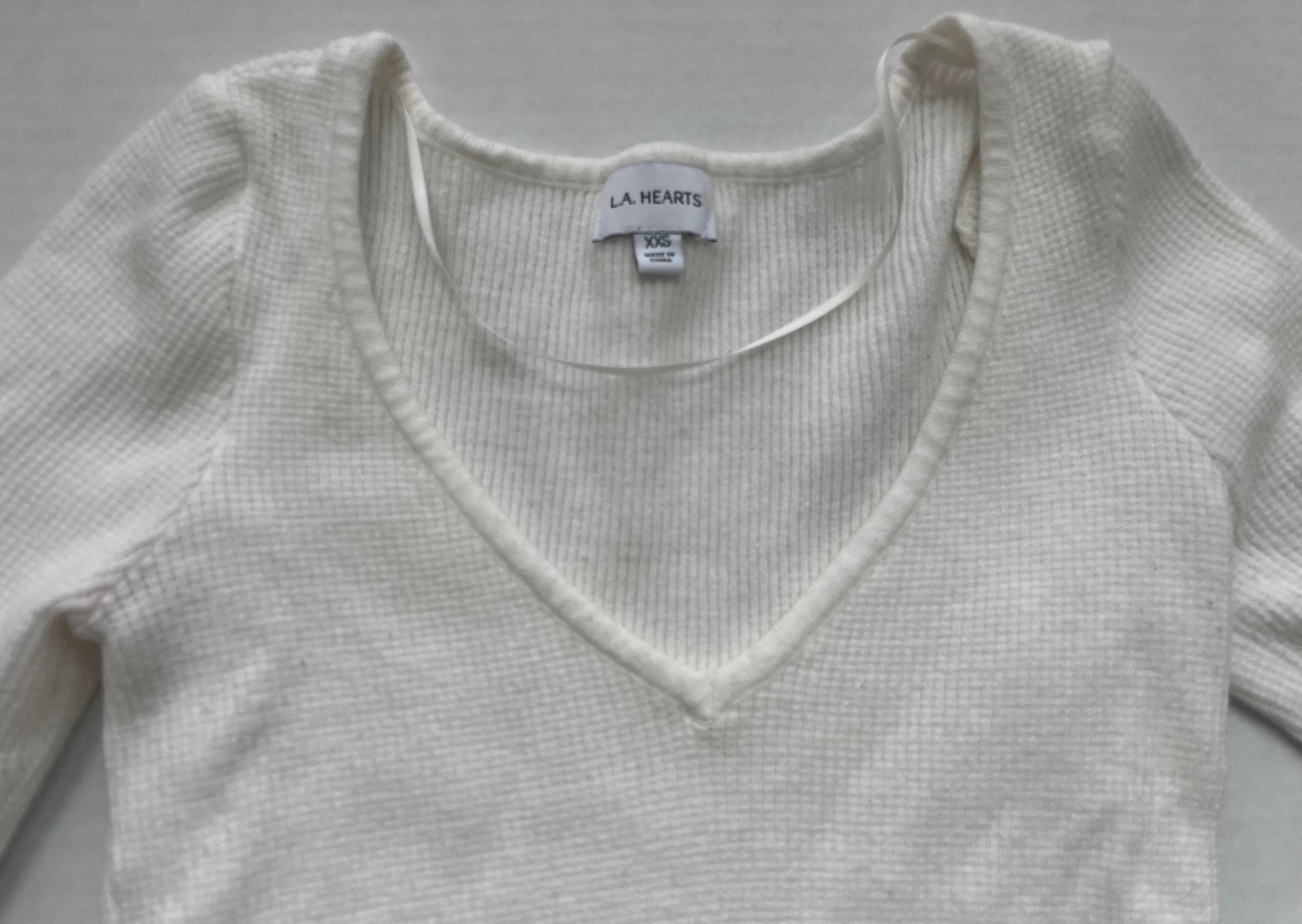LA HEARTS Tops Extra Extra Small Cream/Off-white Polyester, Viscose, Cotton blend (knit fabric)