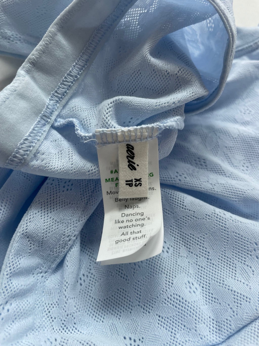 Aerie Tops Extra Small Light Blue Polyester (Recycled Nylon, Elastane, Nylon) with Lace and Mesh