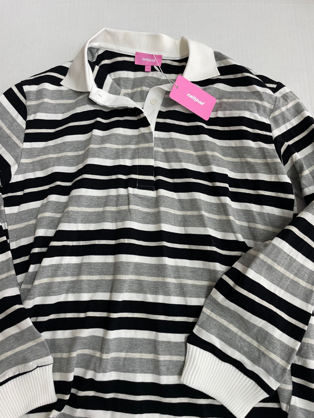 Edikted Tops Extra Small Gray, Black and White Cotton