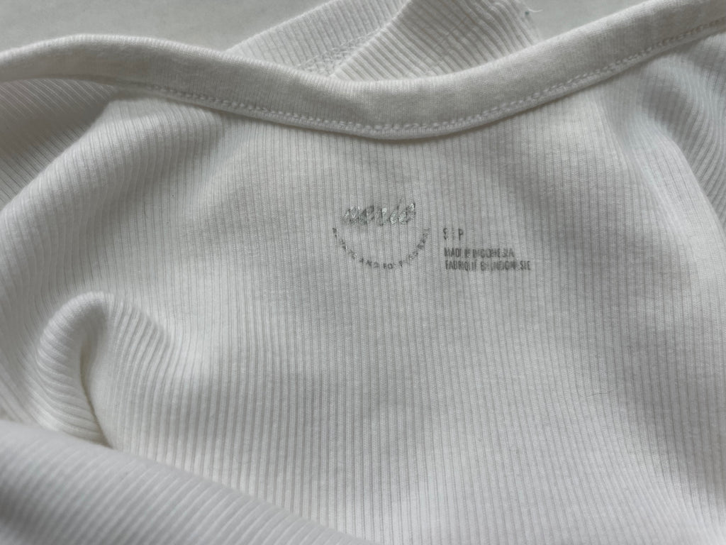 Aerie Tops Small White Cotton and Elastane