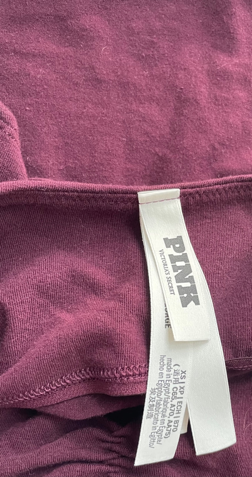 PINK Tops Extra Small Maroon Cotton/Elastane