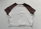 Garage Tops Small White and Brown Cotton and Rayon, Spandex