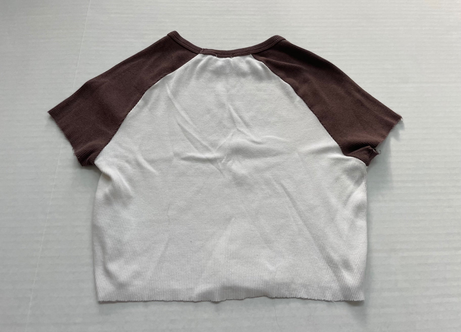 Garage Tops Small White and Brown Cotton and Rayon, Spandex