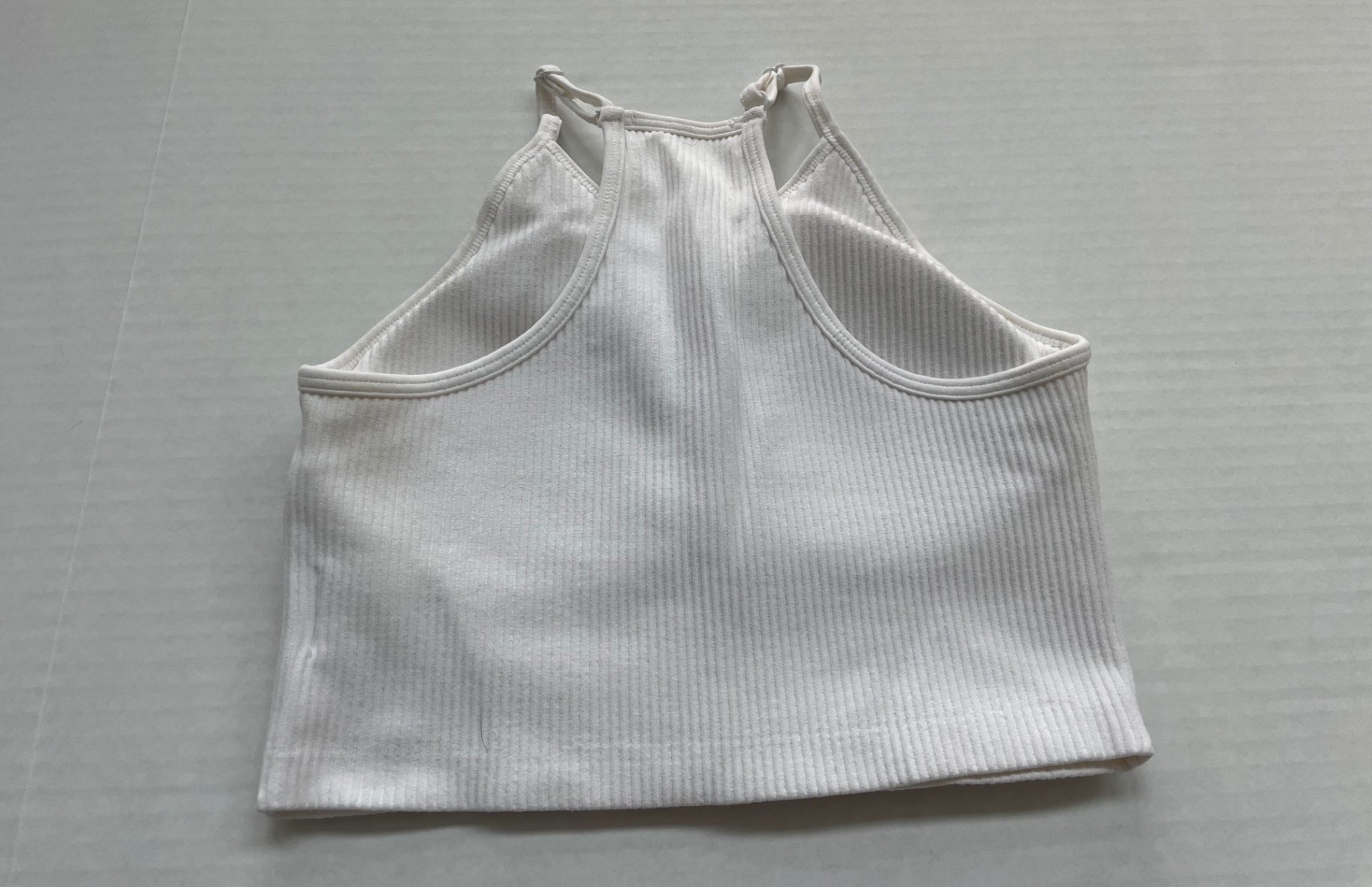 LASLULU Tops Small White Ribbed Knit