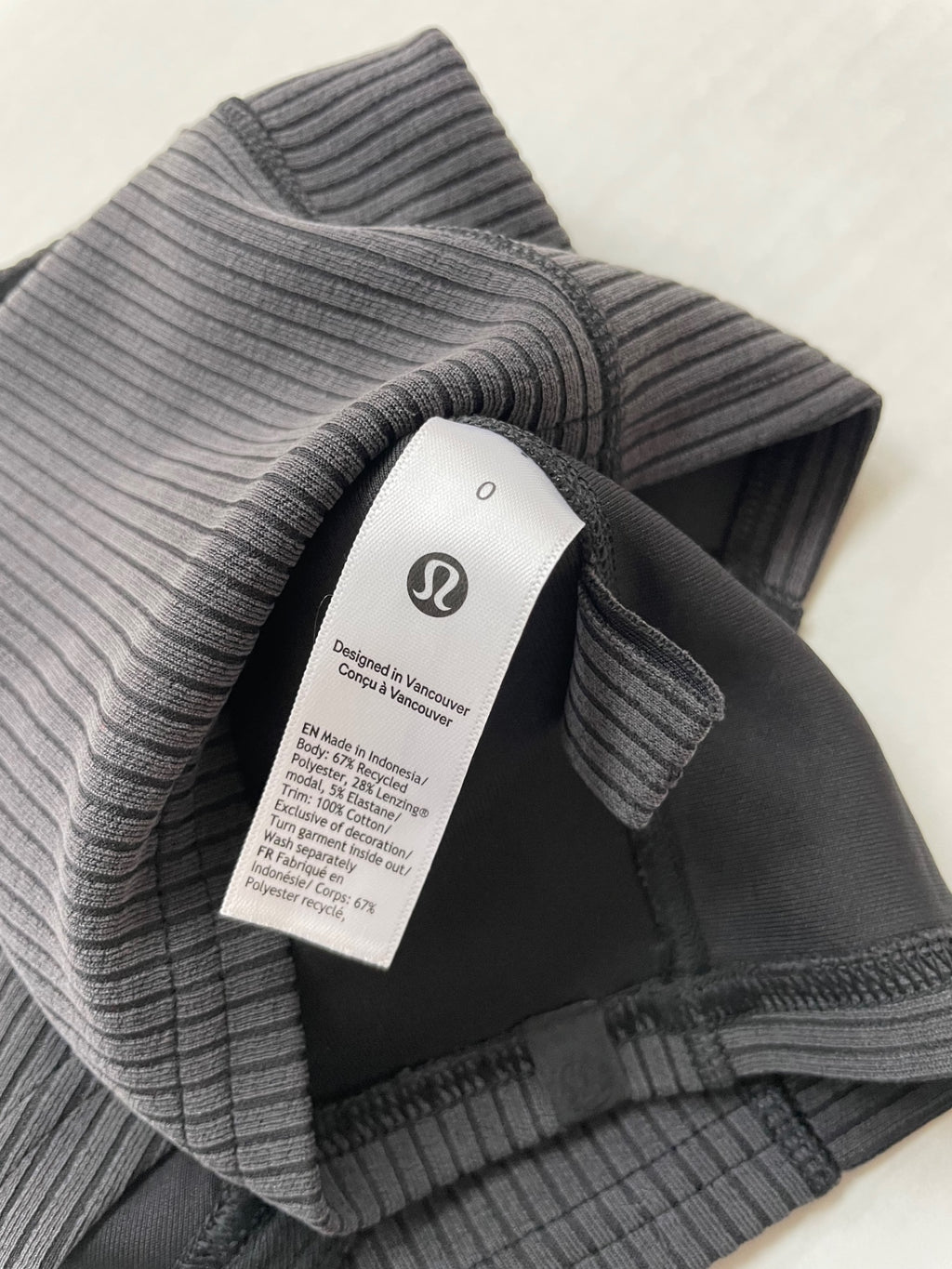 Lululemon Tops 0 Gray Recycled Polyester, Elastanne, Lenzing Modal, Cotton