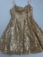 Lucy in the Sky Dresses/Rompers Extra Small Gold Sequin, Polyester, Tulle