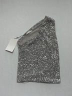 Zara Tops Small Silver Sequin, Polyester, Elastane