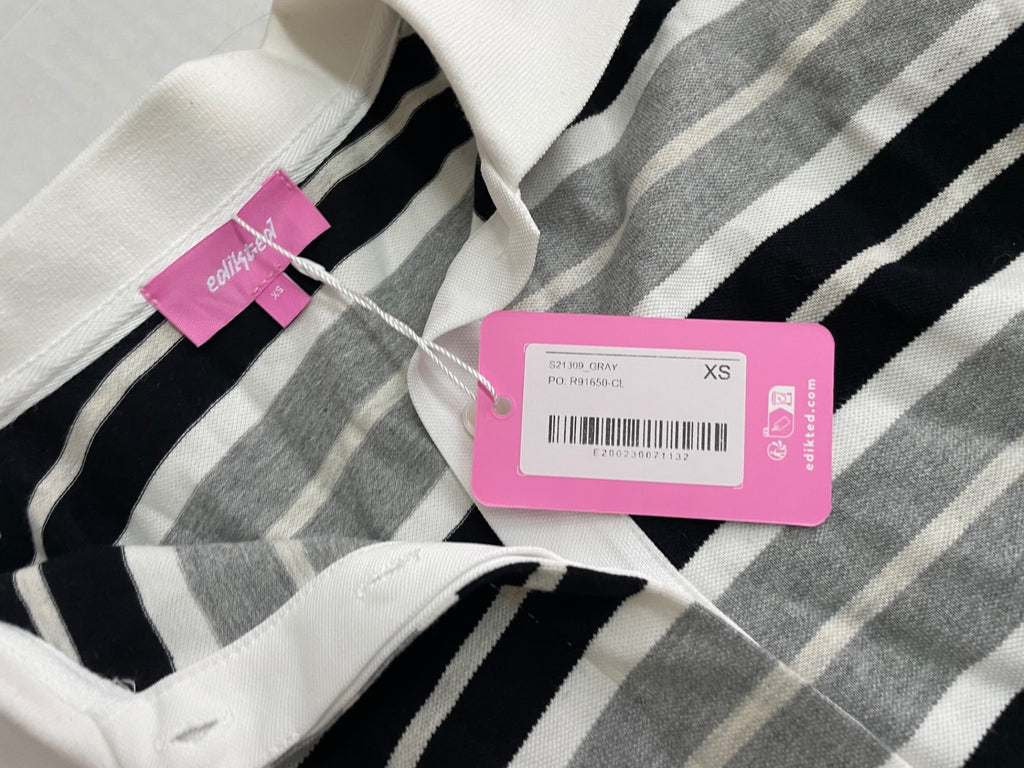 Edikted Tops Extra Small Gray, Black and White Cotton