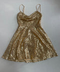 Lucy in the Sky Dresses/Rompers Extra Small Gold Sequin, Polyester, Tulle