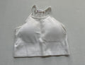 LASLULU Tops Small White Ribbed Knit