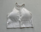 LASLULU Tops Small White Ribbed Knit