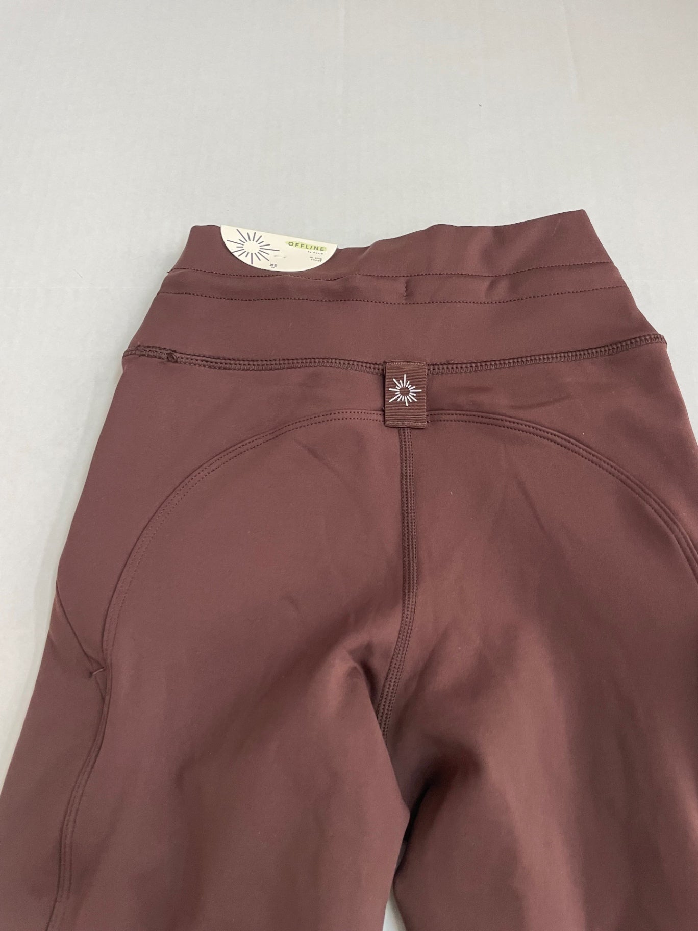 Offline by Aerie Leggings Extra Small Brown Ribbed knit fabric/viscose/polyester