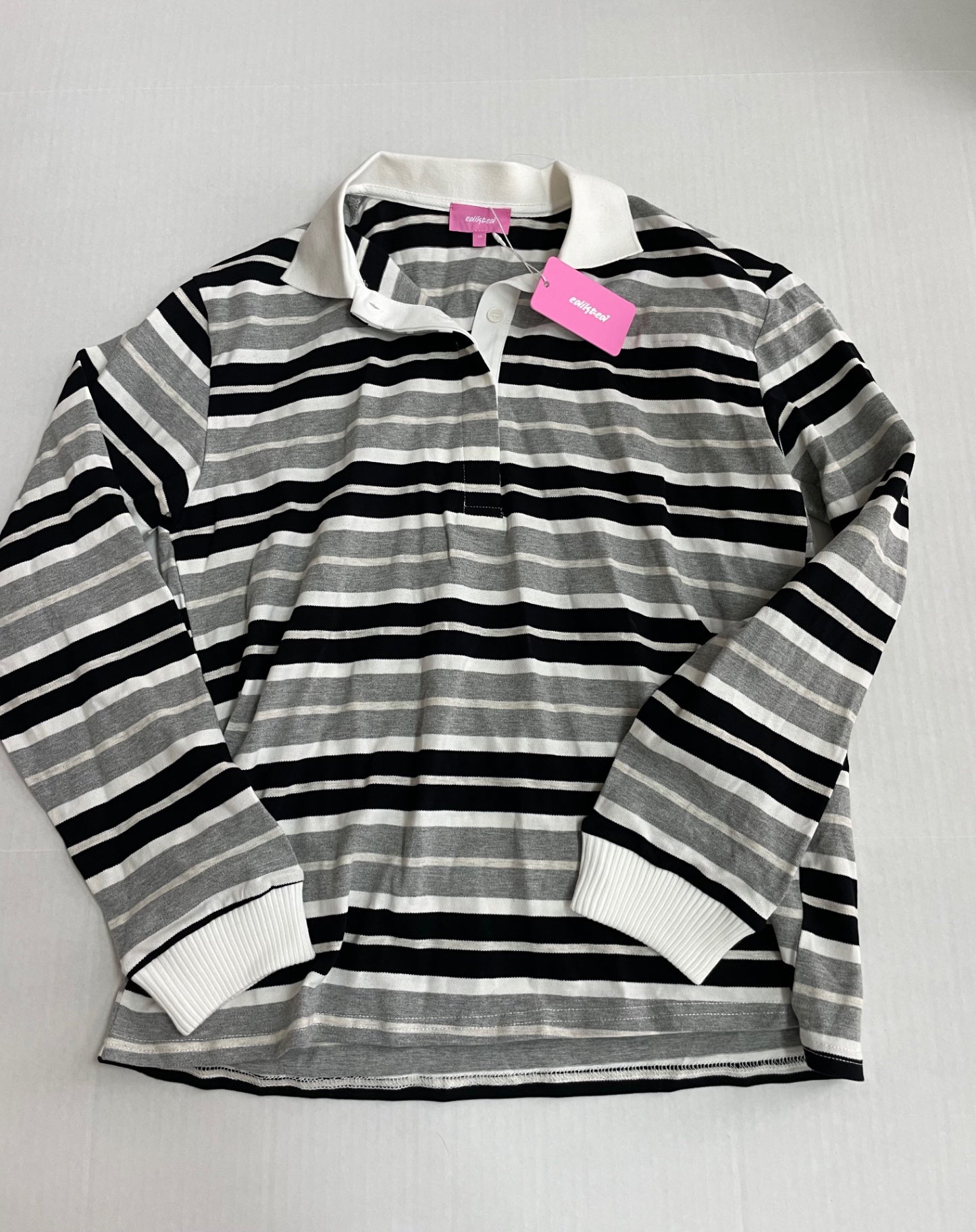 Edikted Tops Extra Small Gray, Black and White Cotton