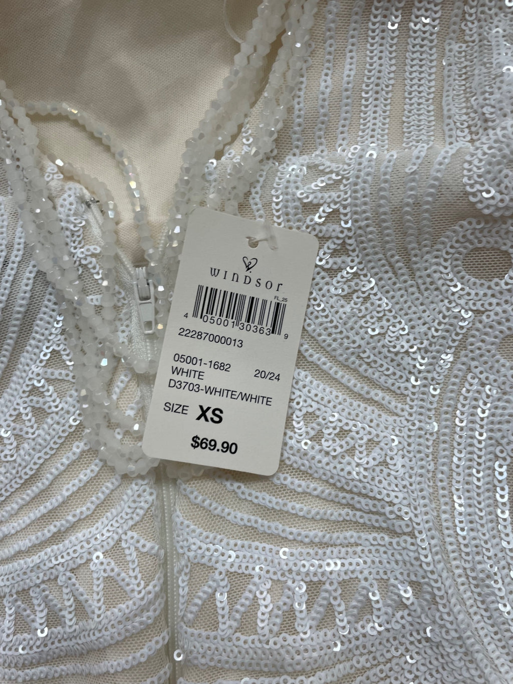 Windsor Dresses/Rompers Extra Small White Polyester and Sequin