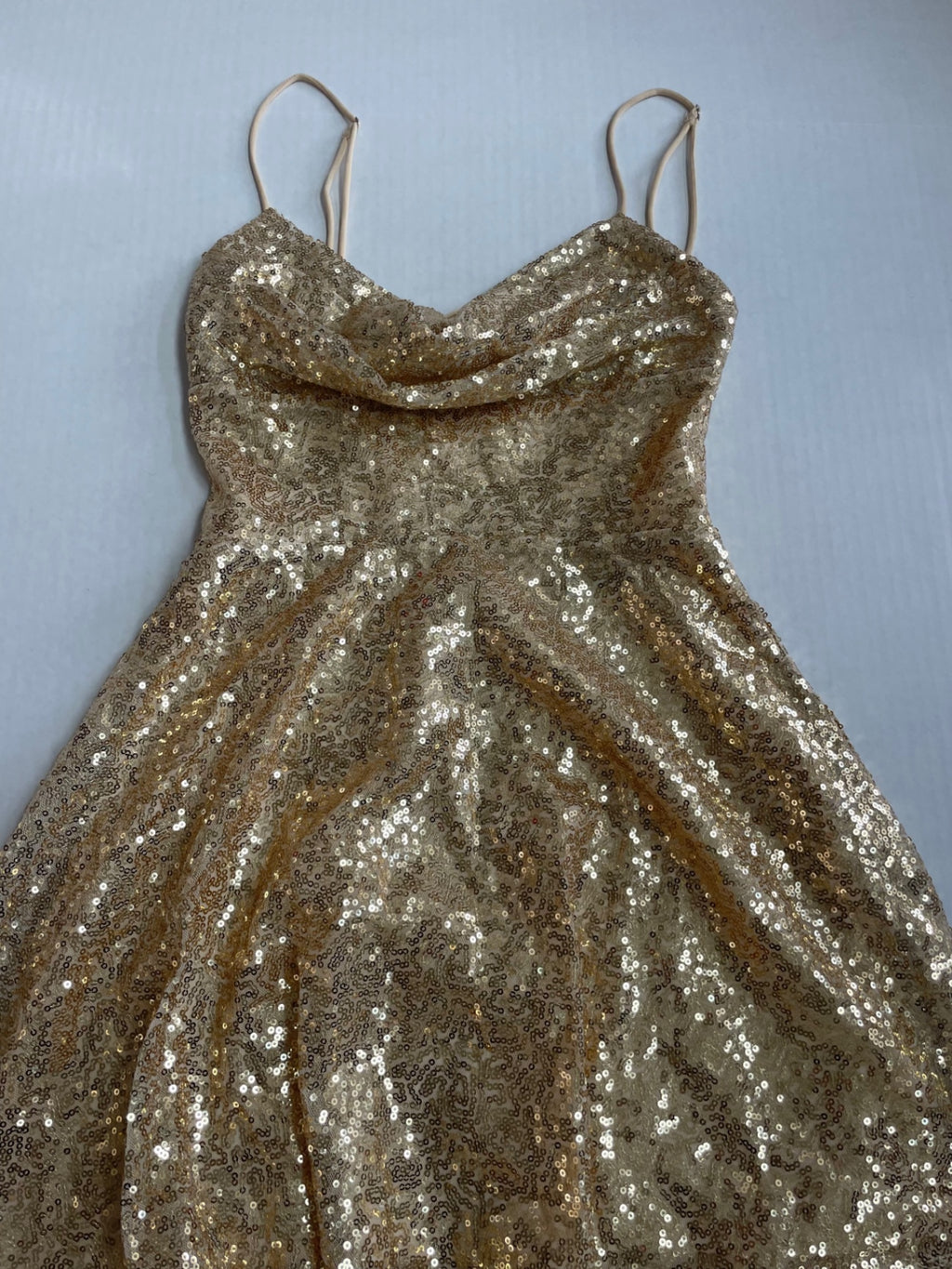 Lucy in the Sky Dresses/Rompers Extra Small Gold Sequin, Polyester, Tulle