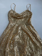 Lucy in the Sky Dresses/Rompers Extra Small Gold Sequin, Polyester, Tulle