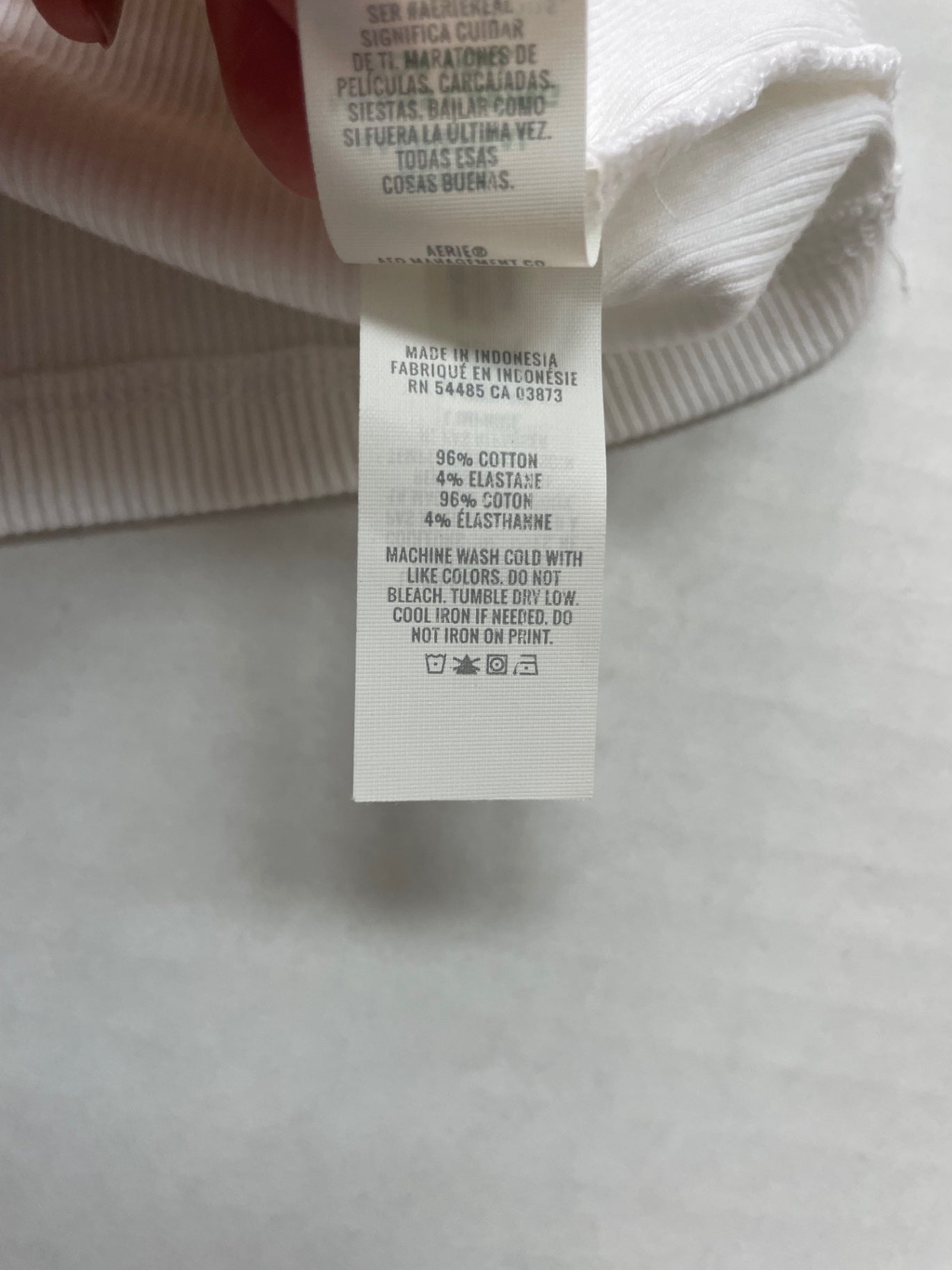 Aerie Tops Small White Cotton and Elastane