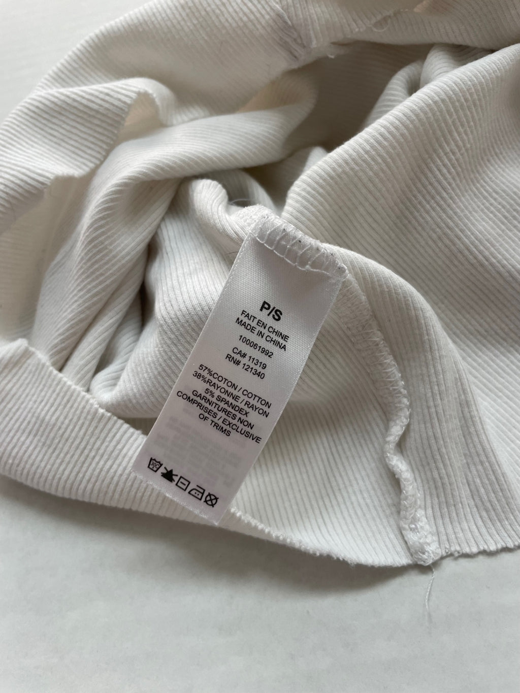 Garage Tops Small White and Brown Cotton and Rayon, Spandex