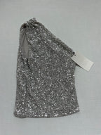 Zara Tops Small Silver Sequin, Polyester, Elastane