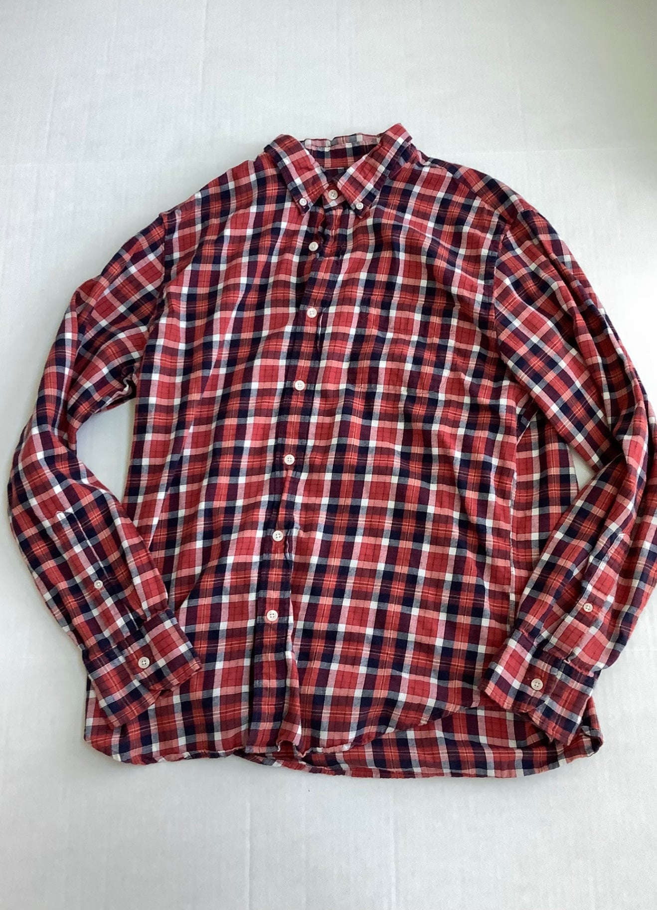 JCREW Tops Large Red, Blue, White Plaid Cotton