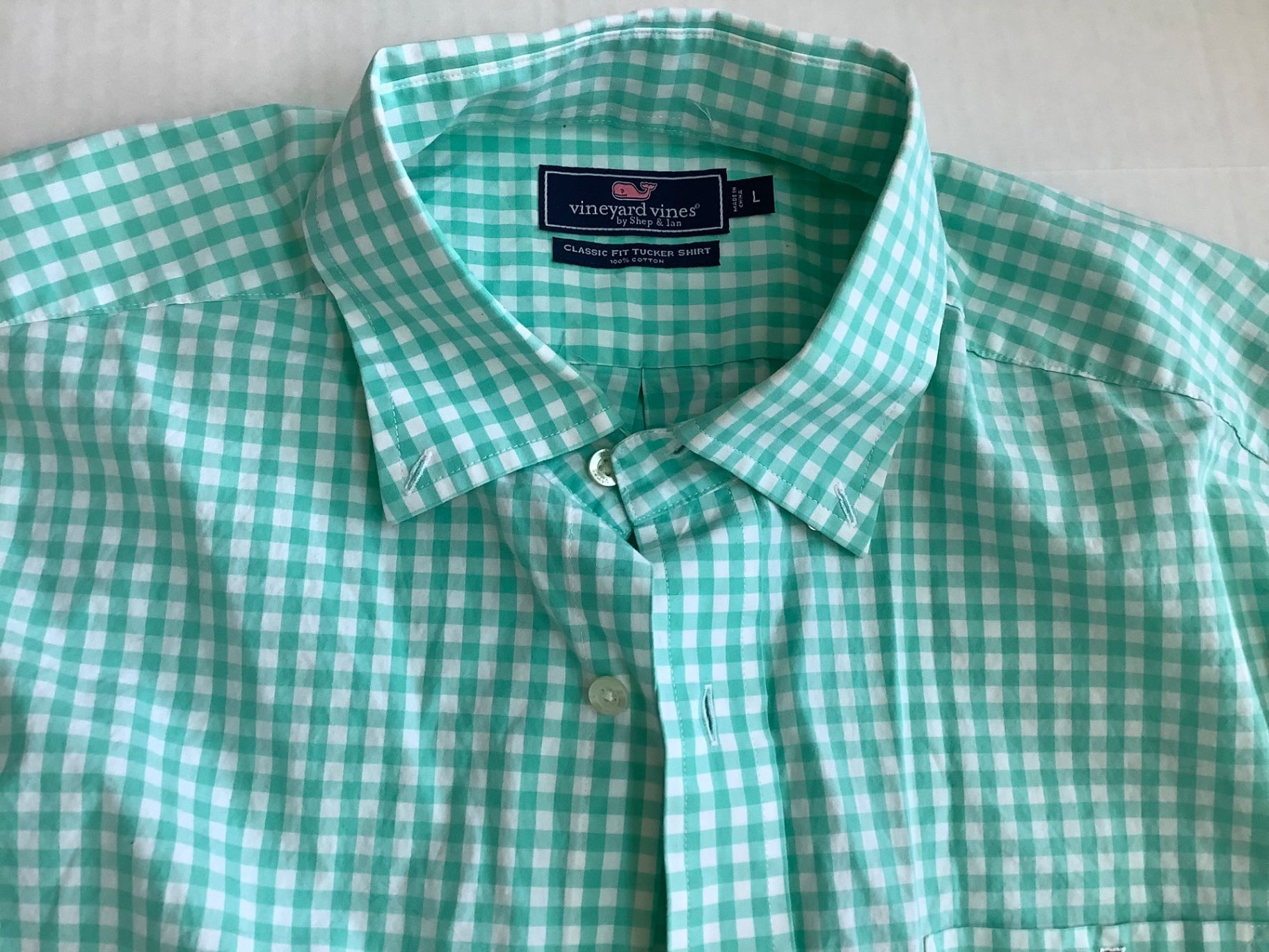 Vineyard Vines Tops Large Mint green and white Cotton