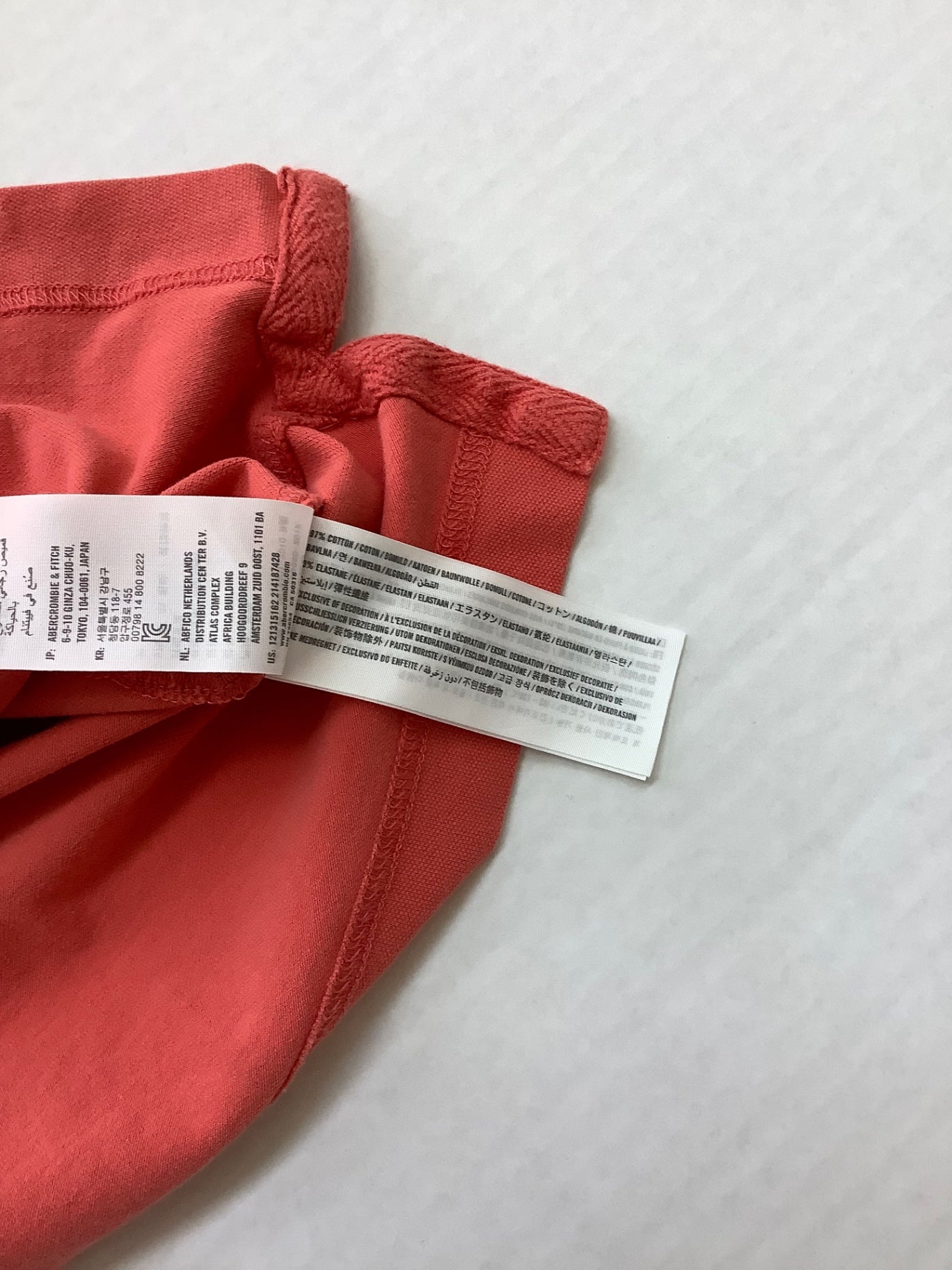 Abercrombie & Fitch Tops Large Coral Cotton/Elastane
