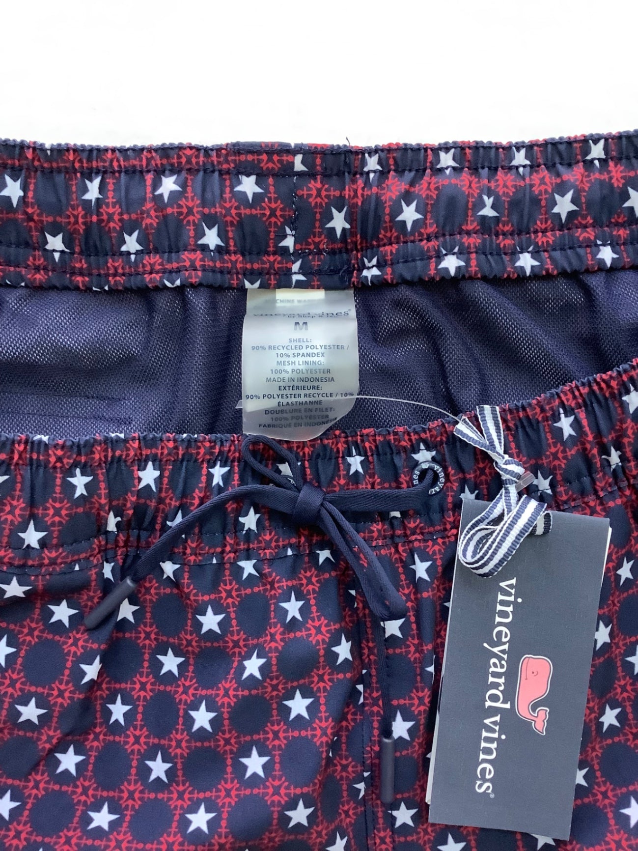 Vineyard Vines Swim Medium Red and Navy Blue Nylon/Polyester/Spandex