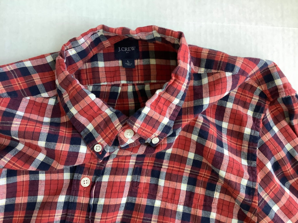 JCREW Tops Large Red, Blue, White Plaid Cotton