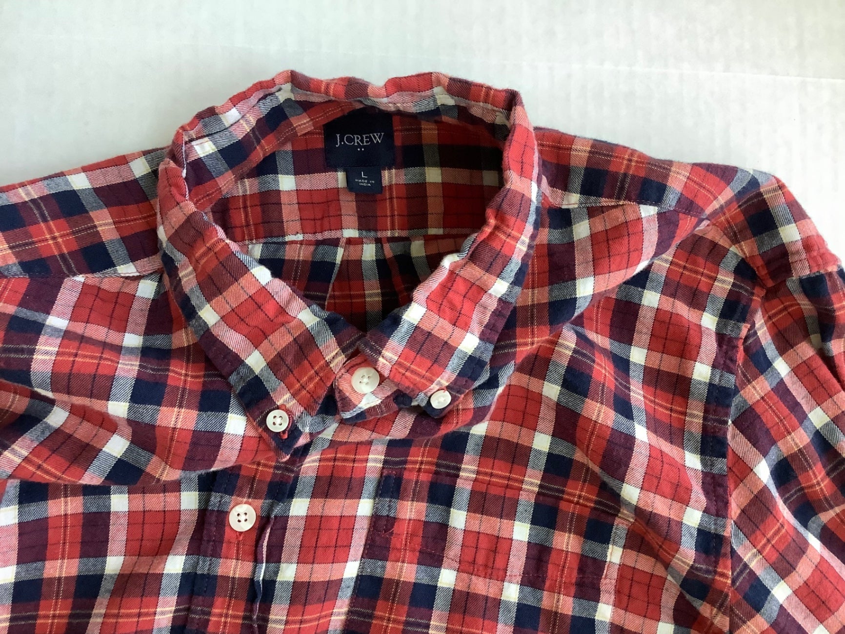 JCREW Tops Large Red, Blue, White Plaid Cotton