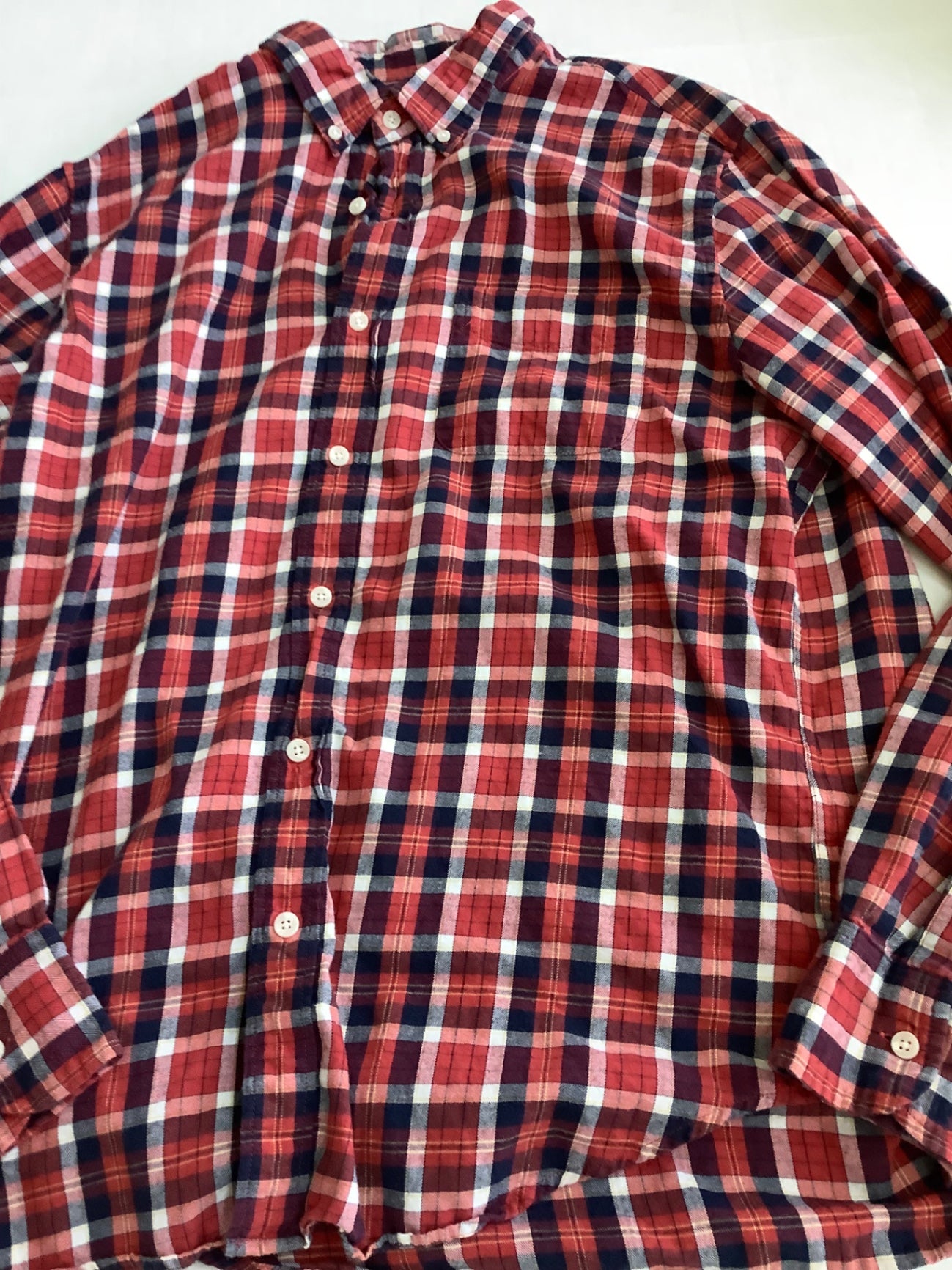 JCREW Tops Large Red, Blue, White Plaid Cotton