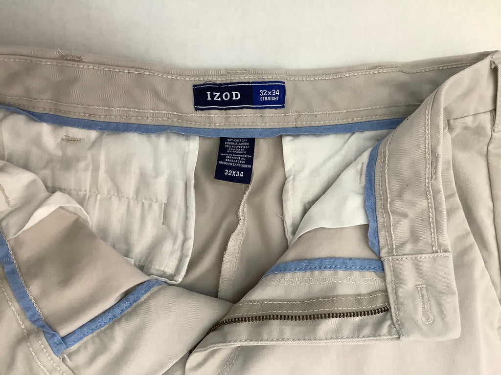 IZOD Pants 32W x 34L Beige Cotton/Polyester/Nylon/Spandex
