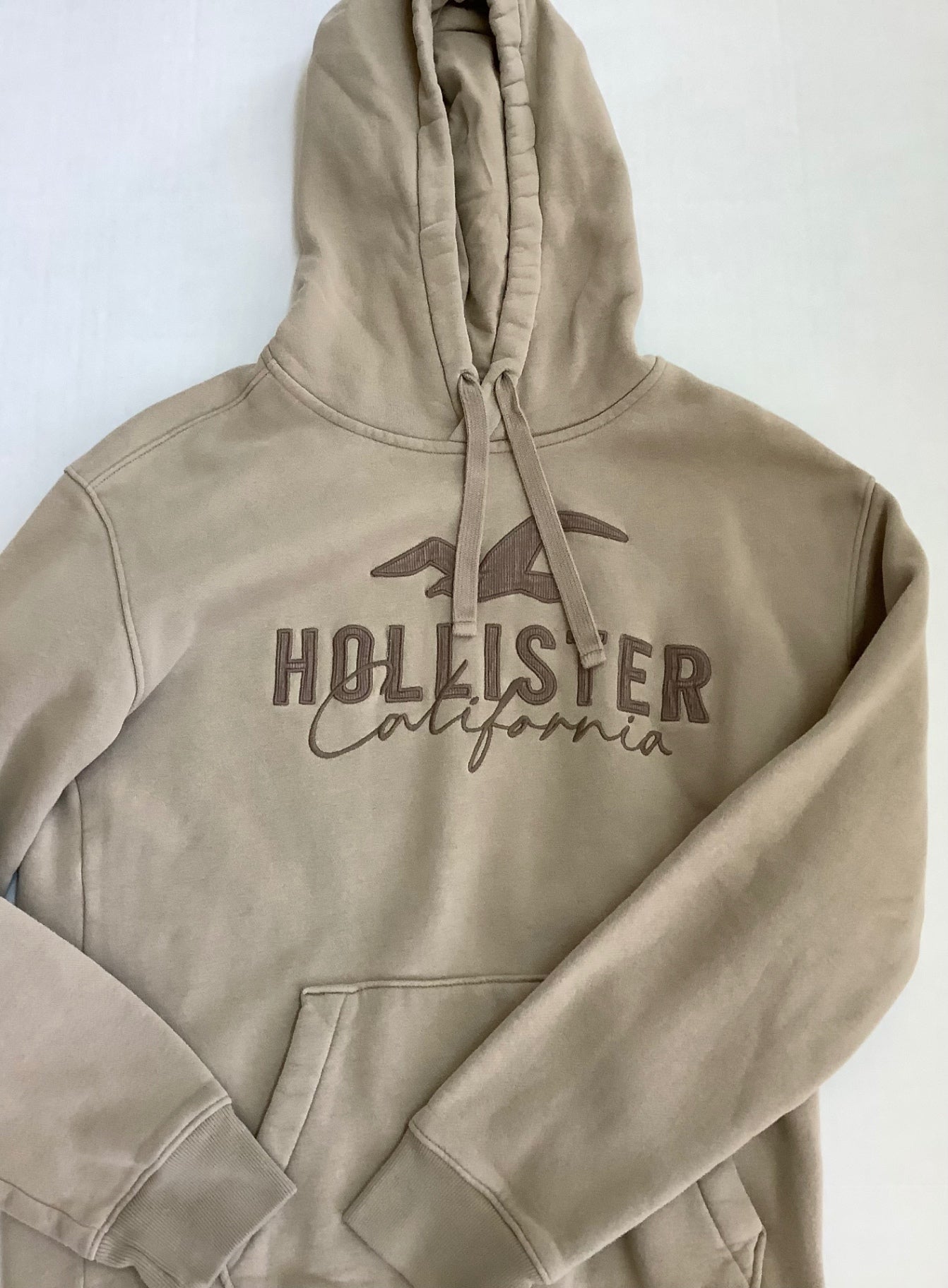 Hollister Sweatshirts/Hoodies Small Beige Cotton Blend, Fleece Lining