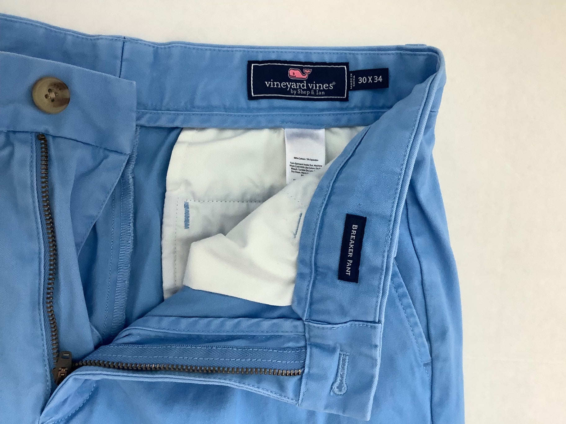Vineyard Vines Breaker Pants 30W X 34L Blue Cotton/Spandex blend