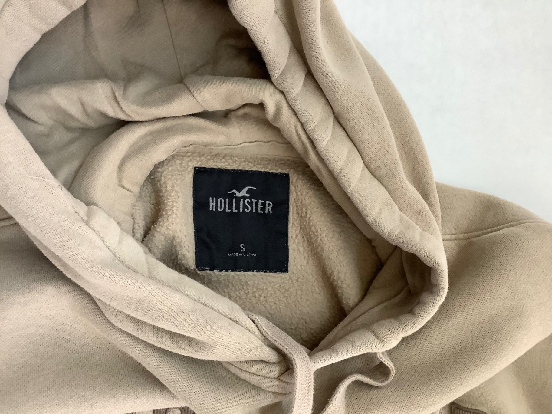 Hollister Sweatshirts/Hoodies Small Beige Cotton Blend, Fleece Lining