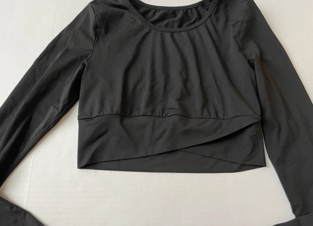 SHEIN Long Sleeve Crop Top Small BlackNylon/Spandex