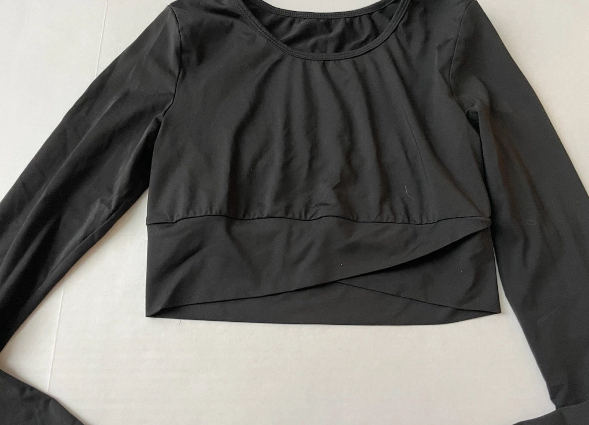SHEIN Long Sleeve Crop Top Small BlackNylon/Spandex