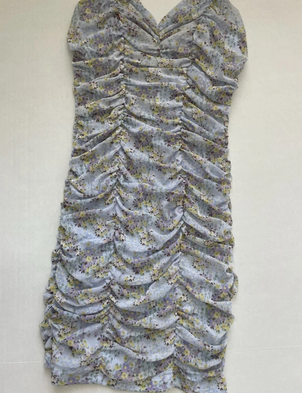 Haute Slip Dress Small Blue Polyester Floral Print Fabric