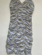 Haute Slip Dress Small Blue Polyester Floral Print Fabric