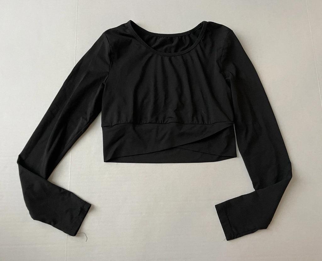 SHEIN Long Sleeve Crop Top Small BlackNylon/Spandex