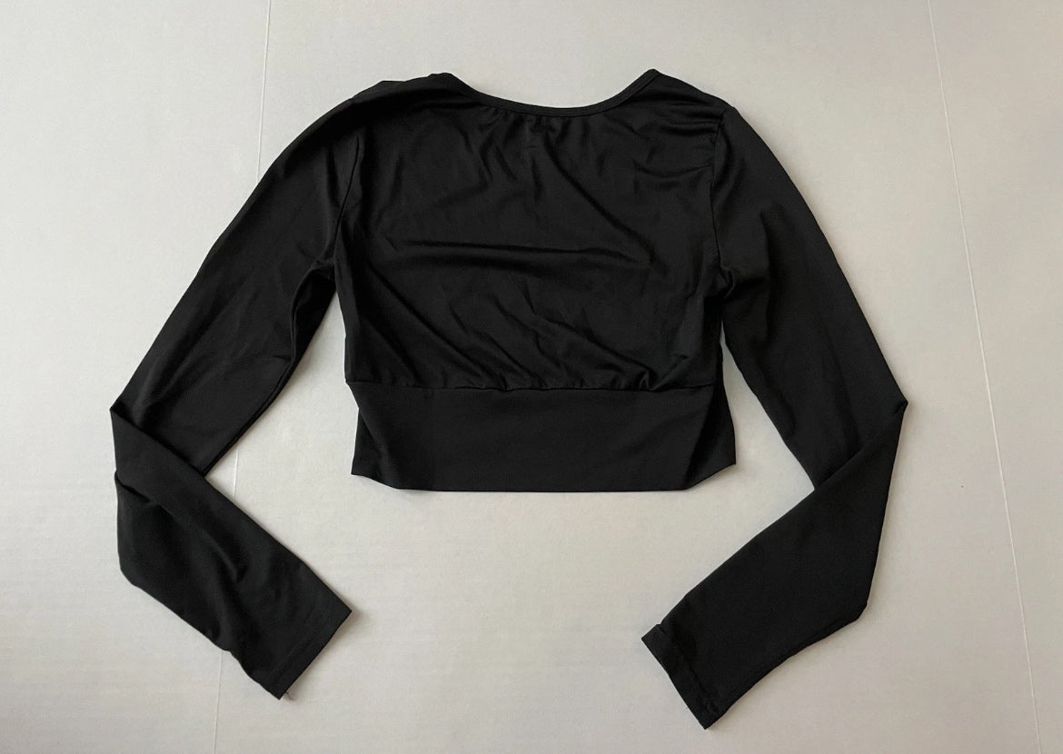SHEIN Long Sleeve Crop Top Small BlackNylon/Spandex