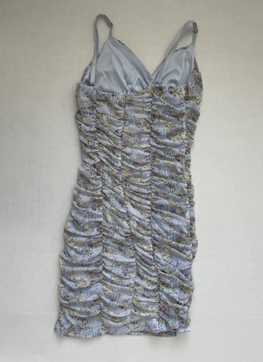 Haute Slip Dress Small Blue Polyester Floral Print Fabric