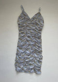 Haute Slip Dress Small Blue Polyester Floral Print Fabric