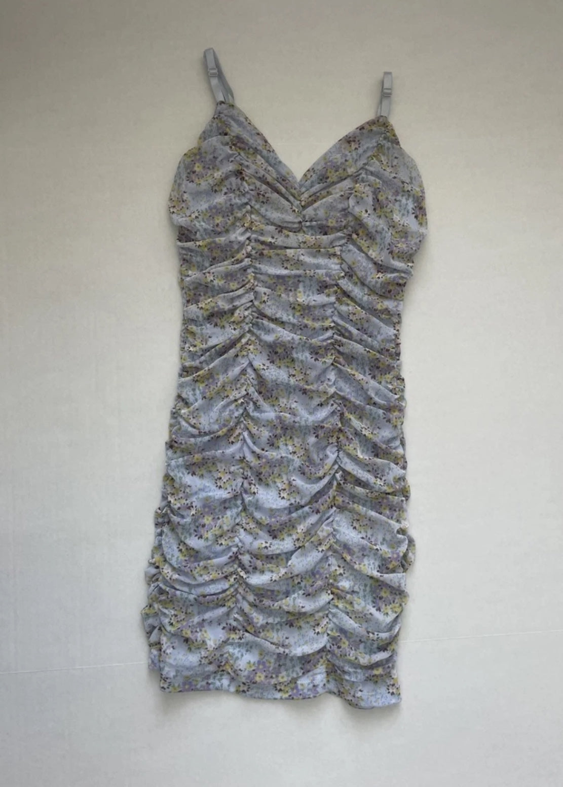 Haute Slip Dress Small Blue Polyester Floral Print Fabric